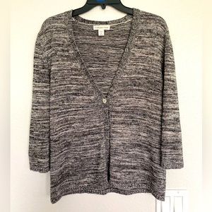 Coldwater Creek Silk Blend One Button Grey Heather Cardigan Women’s Medium